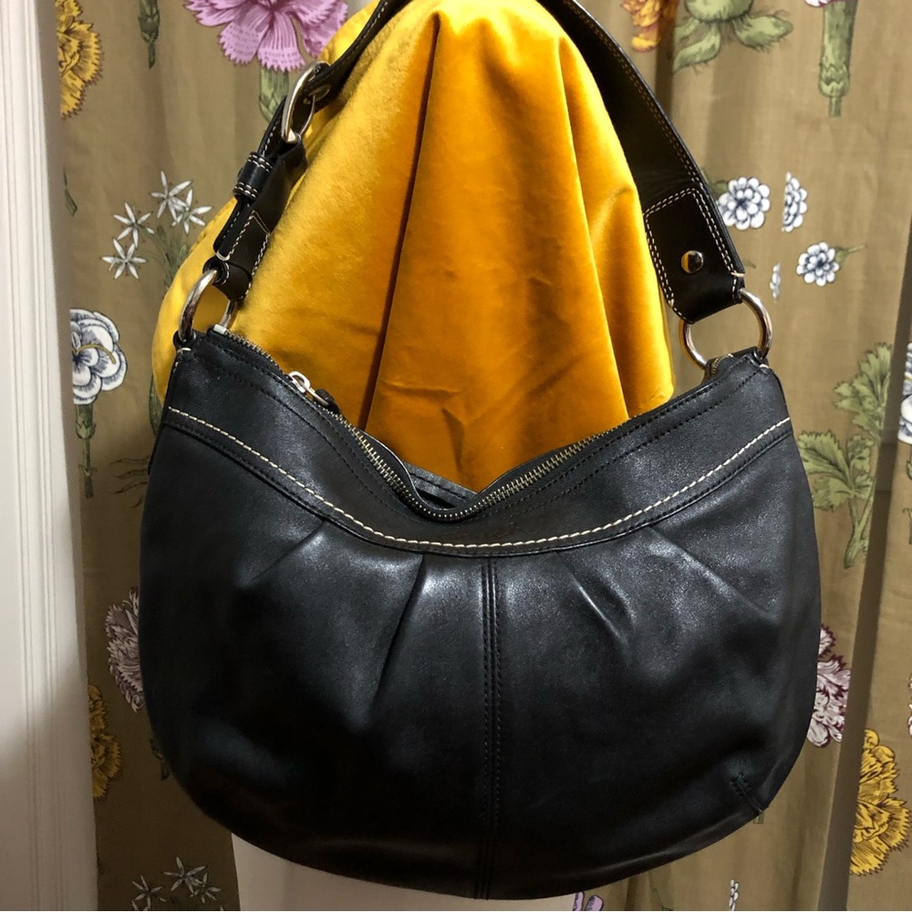 Black leather Coach bag